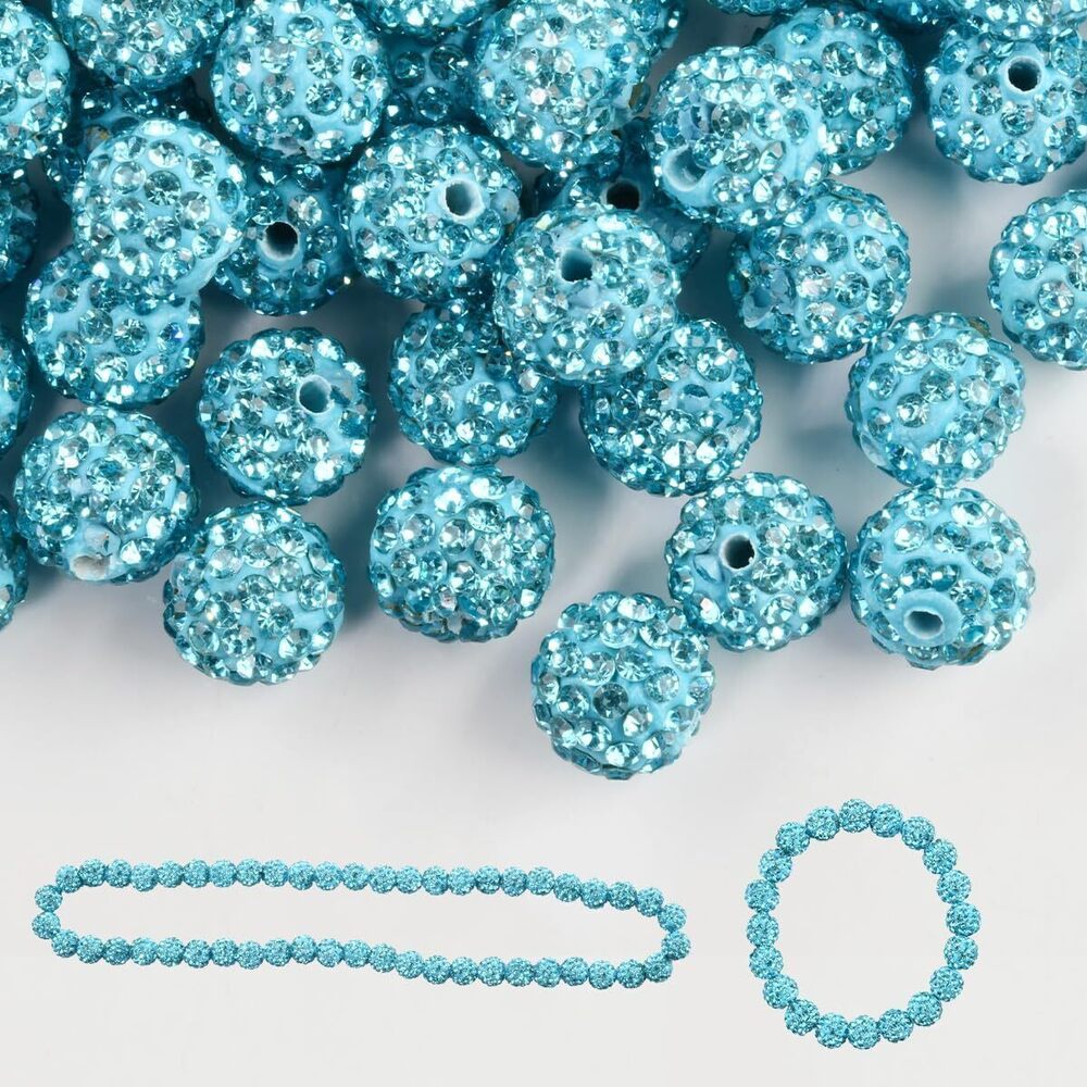 4078 200pcs 10mm Rhinestone Clay Beads for Crafting - Ice Collection